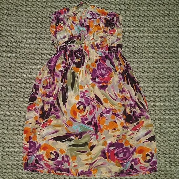 Colorful Strapless Floral Ruffle Dress - Picture 3 of 4